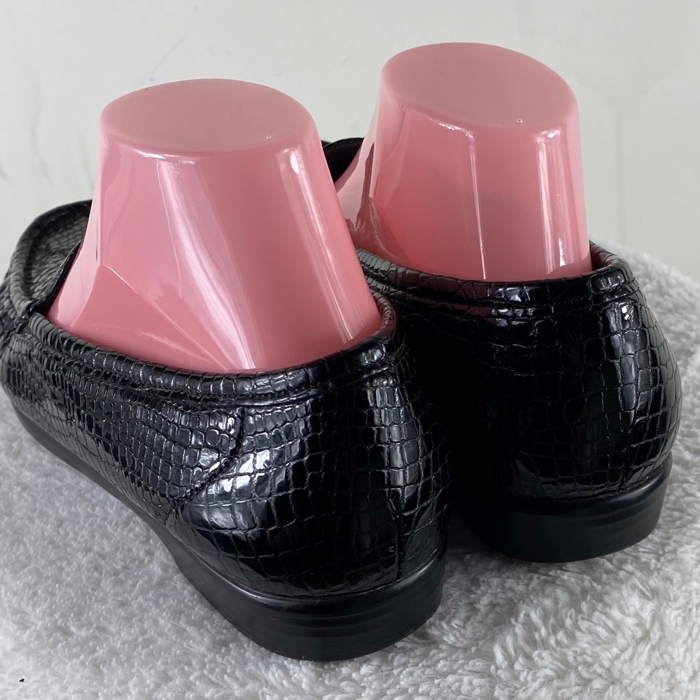 SAS Sz 9.5 M Loafers Shoes Flats Croc Black Leather Comfort Orthotic - Picture 4 of 5